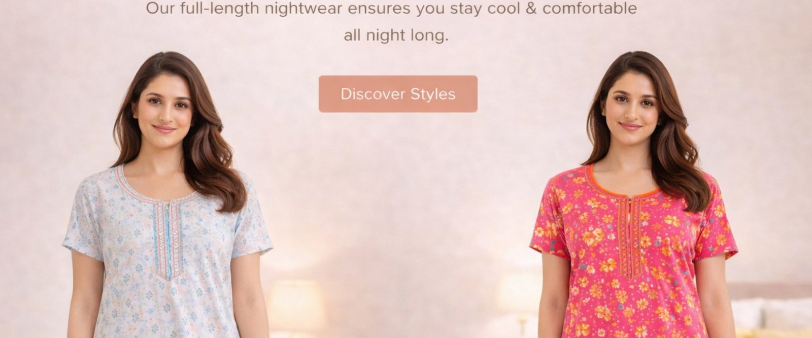 Different styles of women nightwear including full length and short nightdress